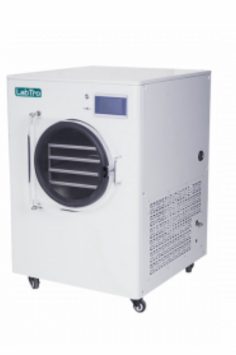  Labtro  Freeze Dryer with SUS304 stainless steel inner tank ensures durability and hygiene. Features fast defrosting, transparent glass door for monitoring, low energy consumption, and advanced system. Compact, lightweight design maintains a max 35°C cold trap temperature and 15Pa ultimate vacuum.