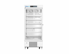 Advalab Single-Door Pharmacy Refrigerator ensures safe storage of drugs and vaccines with precise temperature control from 2 to 8 degrees Celsius and a 416-liter capacity. It features a digital display, LED lighting, alarms, CFC-free refrigerant, adjustable shelves, and remote monitoring for enhanced safety and efficiency.