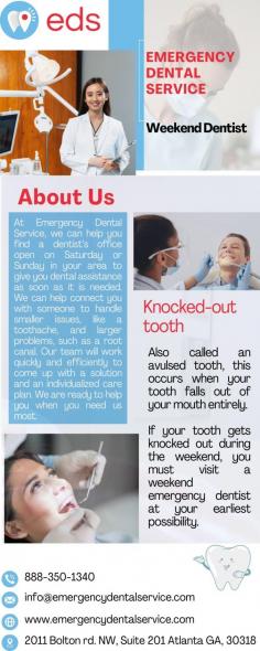 Does something that is completed within regular business hours need to be done, and so forth? We will offer you free dental care over the weekend if you have a bad toothache, a damaged filling, or anything else that makes you uncomfortable in public. Because of this, our Weekend Dentist Near You in Indianapolis, IN is able to handle any emergency and offer professional care. To avoid dental pain over the weekend, please schedule an appointment by calling 1 888 350 1340.

Website: https://www.emergencydentalservice.com/weekend-dentist-open-saturday-sunday/indianapolis-in