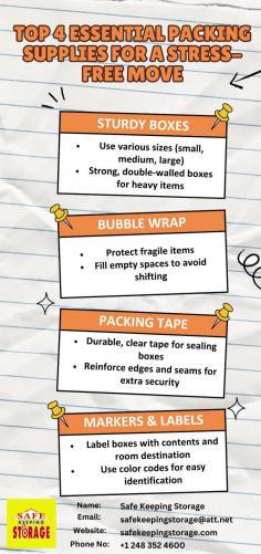 Discover the Best Packing Supplies for Moving: Essential Items for a Smooth Move

Looking for the best packing supplies for moving? Ensure a hassle-free relocation by choosing the best packing supplies for moving, from sturdy boxes to protective wraps. Having the right packing materials can make all the difference in keeping your belongings safe during the move. Explore our range of top-quality packing supplies designed to provide durability and efficiency, helping you pack like a pro. Make your move stress-free with the best packing supplies available!

Visit here: https://safekeepingstorage.com/moving-supplies/