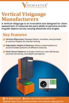 The Vertical Visigauge offered by Varad Automation & Robotics Pvt. Ltd. is an advanced optical machine vision system designed for inspecting brass and automotive parts.