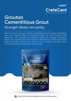 When It Comes to Grouting, Durability and Flexibility Are Key. Grouton Cementitious Grout from Cretecent Offers an Exceptional Solution for a Wide Range of Tiling Applications. This Innovative Grout Resists Cracking and Shrinkage, Providing a Robust and Long-lasting Bond That Keeps Your Tiles Securely in Place. Ideal for Both Indoor and Outdoor Environments, Grouton Ensures a Clean and Seamless Finish, Enhancing the Overall Quality of Your Tiling Projects.