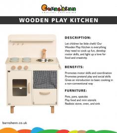 Wooden Play Kitchen by Barnshenn

Fuel creativity with this wooden Play Kitchen Set. Perfect for pretend play, it helps kids develop motor skills while exploring the world of cooking | Kitchen Toy To Buy it Visit at:- https://barnshenn.co.uk/play-kitchen-set.html