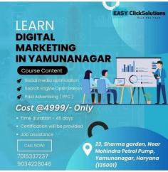 Digital Marketing Company in Yamunanagar
Easy Click Solutions,is dedicated to helping companies in becoming successful online. Our experienced team specializes in services including content production, social media marketing, SEO, and advertisements for PPC that are designed to meet your specific requirements.
Our main goals are to increase your company's web presence, attract more customers and enhance growth.Our digital marketing company in yamunanagar,which are dedicated to quality and affordability,guarantee successful outcomes for companies of all sizes. You can count on Easy Click Solutions to be your digital success partner, independent of your brand's age. To improve your business, pick Yamunanagar's top digital marketing agency.

Visit here for details:
https://maps.app.goo.gl/Vn9jnYKm8s6nNzwu8

