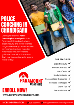 Prepare for HP Police and other exams with the best Police Coaching in Chandigarh. Paramount Coaching provides quality training and comprehensive study plans to help you succeed.