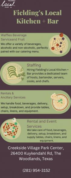 Fielding's Local Kitchen + Bar is the go-to destination among restaurants that cater, offering exceptional culinary experiences for events of any size. Known for its fresh, locally sourced ingredients and creative menu options, Fielding's ensures every catered event is memorable. From intimate gatherings to grand celebrations, they deliver impeccable service and flavors tailored to your needs.