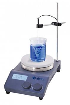 Labnics Hotplate Magnetic Stirrer is a compact, ergonomic device with a stainless steel, ceramic-coated plate of 135 mm that stirs up to 20 liters. It features an explosion-proof brushless DC motor, adjustable heating and stirring, smooth operation, and a "HOT" warning display for safety.
