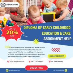 Looking for reliable assignment help for your Diploma of Early Childhood Education & Care? We offer expert assistance in handling challenging topics like curriculum planning, behavior management, and child psychology. Our services ensure timely delivery, plagiarism-free content, and solutions that align with academic standards. Focus on your studies while we help you excel with professional-grade assignments.