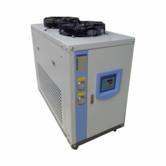 Labexpo Air Cooled Chillers boast a 55L water tank, an 8250W cooling capacity, and a PID controller that ensures a temperature accuracy of less than 1°C. They operate with R22 refrigerant and incorporate safety features such as an emergency power cut-off and a leakage-proof design.