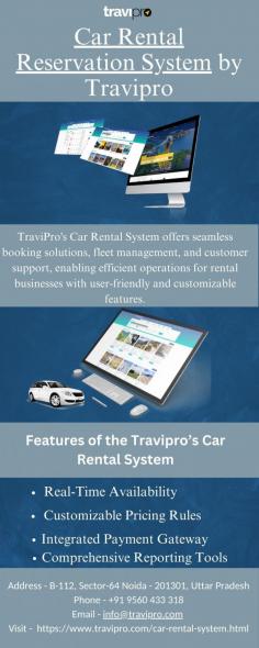 Travipro's Car Rental Reservation System offers a comprehensive solution for managing car rental bookings, streamlining operations with real-time vehicle availability, secure payment integration, and automated booking confirmations.   To know more, please visit website - https://www.travipro.com/car-rental-system.html
