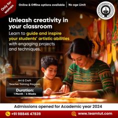 Unleash Creativity In Your Classroom 
Learn To Guide And Inspire Your Student's Artistic Abilities With Engaging Projects & Techniques
For more details visit www.teamtut.com or contact us on 9884647839