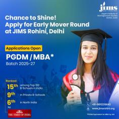 Chance to Shine! 
Seize the opportunity to be part of JIMS Rohini, Delhi!

Applications Open for Early Mover Round

Apply Now:  https://bit.ly/3MzGmIZ

PGDM/MBA | Batch 2025-27

