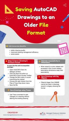 Before saving your AutoCAD drawing to an older file format, make sure you're aware of the potential risks. Learn more about CAD conversion services and how they can help ensure smooth file compatibility and data integrity. Visit us at: https://www.managedoutsource.com/services/cad-conversion/
