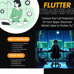 Flutter training in Bangalore, offering  unrivaled expertise and a comprehensive learning experience. Our program is meticulously crafted, providing hands-on training, up-to-date curriculum, and seasoned instructors who will guide you through the intricacies of Flutter development.