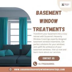 Transform your basement into a cozy retreat with Susanne’s Heavenly Window Coverings expertly designed basement window treatments. Get perfect solutions for your windows and uplift the ambiance of your basement windows. Visit us now and learn more about our services.
