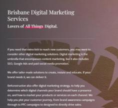 Bekonstructive Marketing: Leading Digital Marketing Agency Brisbane

If you need that extra kick to reach new customers, you may want to consider other digital marketing solutions. Digital marketing is the umbrella that encompasses content marketing, but it also includes SEO, Google Ads and paid social media promotion.

https://bekonstructivemarketing.com.au/digital-marketing/

#BeKonstructivemarketing #digitalmarketingbrisbane #seoconsultantbrisbane #digitalmarketingagencybrisbane