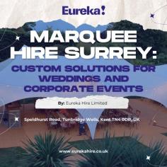 Hello! If you are in the middle of planning an event in Surrey and are looking for a company that offers excellent marquee hire services for weddings as well as corporate events, then Eureka Hire Limited is the perfect choice. This is because their flexible setups are designed to meet your specific requirements in order to ensure that everything is as it should be for your event. Therefore, with the proper planning and experience in this field, Eureka Hire Limited will ensure that your event is successful and memorable. Please allow the team at Eureka Hire to present you with a beautiful and functional marquee that will make your event even better. Learn more: https://eurekahire.co.uk/marquee-hire-surrey/