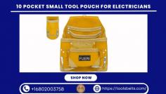 Electricians will appreciate the thoughtful design of this small tool pouch. With 10 well-placed pockets, it’s perfect for storing tools like pliers, screwdrivers, and meters. Its durable leather construction ensures it can withstand daily wear while maintaining a lightweight design for easy portability.