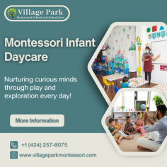 Get the exceptional early learning experience at Village Park Montessori, where nurturing and innovative education come together. Their programs focus on fostering independence and curiosity in young children. As a trusted provider of Montessori infant daycare, we create a supportive environment that encourages exploration and learning. Their dedicated staff is trained in the Montessori method, ensuring personalized attention for each child. Explore Their curriculum and see how they cultivate a love for learning in every child at Village Park Montessori.   https://www.villageparkmontessori.com/programs