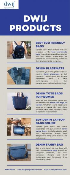 Elevate your daily routine with our selection of the best eco-friendly bags. Featuring sustainable materials and chic designs, these bags are perfect for anyone looking to reduce their environmental footprint. Shop the best eco-friendly bags and make a difference today.

More info
Email Id-	contact@dwijproducts.com
Phone No-	8369051021	
Website-	https://dwijproducts.com/collections/bags
