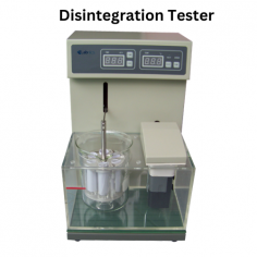 Labnics Disintegration Tester is a pharmaceutical testing instrument featuring a beaker vessel apparatus. It operates with a nacelle motion frequency of 30 to 32 times per minute and an automatic timer ranging from 1 to 900 minutes. Temperature control is adjustable to 45 degrees Celsius.
