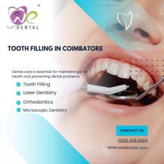 We Dental Clinic in Coimbatore offers professional tooth filling in Coimbatore to restore decayed or damaged teeth. With advanced materials and techniques, we ensure durable, natural-looking results and a comfortable treatment experience for all patients.