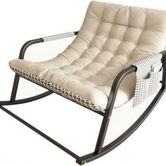 Take advantage of this exquisitely upholstered rocking chair for contemporary relaxation. It's ideal for decorating your living room or establishing a comfortable reading corner because of its sleek, modern appearance and soft, luxurious cushions. It is the ideal accent piece for any house because of its soothing rocking motion.