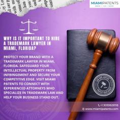 Protect your brand with a trademark lawyer in Miami, Florida. Safeguard your intellectual property from infringement and secure your competitive edge. Visit Miami Patents to connect with experienced attorneys who specialize in trademark law and help your business stand out.
