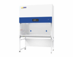 LabDex Biological Safety Cabinet Class II ensures safety with seventy percent air recirculation and thirty percent exhaust. It features an LCD for monitoring inflow and downflow velocity, temperature, filter life, a motorized window, interlock functions, and contamination prevention, perfect for microbiological research.