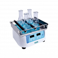 Labtro compact orbital shaker with a brushless DC motor and microcomputer control for easy operation. Offers variable speeds from 50 to 350 rpm with gentle shaking. Features interchangeable platforms to accommodate conical flasks and sample containers, making it versatile for various applications.