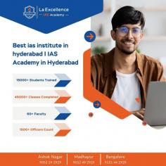 https://laex.in/about-us/         La Excellence is recognized as the best IAS institute in Hyderabad. Renowned for its  Looking for the best IAS institute in Hyderabad? La Excellence IAS Academy is a premier IAS academy in Hyderabad, offering expert coaching for the UPSC Civil Services Examination. Our institute is known for its experienced faculty, comprehensive study material, and personalized guidance. With a focus on both Prelims and Mains, we provide a structured curriculum that covers every aspect of the UPSC syllabus, including General Studies, Current Affairs, and Answer Writing. Join La Excellence IAS Academy today and get the best preparation to crack the UPSC exam. Let our expert mentorship guide you towards achieving your goal of becoming an IAS officer.