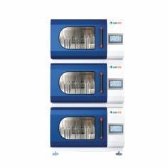 Labexpo CO2 Incubator Shaker combines ample space with precise control, ensuring efficient mixing and uniform growth through rapid shaking. A built-in UV system maintains sterility, preventing contamination and creating an ideal environment for various culture applications.