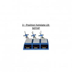 Labotronics 3 - Position hotplate is a white ceramic top hotplate with a PID controlled temperature of 400 °C for uniform heat distribution. Features a heating capacity for flasks ranging from 50 ml to 1 L. It offers digital temperature control and an outer thermocouple that measures.