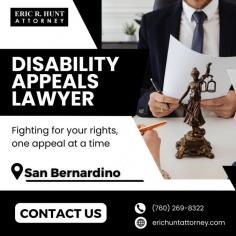 Many applicants may be concerned about the cost of hiring a lawyer, especially since the process can be time-consuming and unpredictable. At the Law Office of Eric R. Hunt, a professional disability appeals lawyer in San Bernardino, we make the process easier so you can focus on your recovery. Call 951-765-9321 for assistance today!