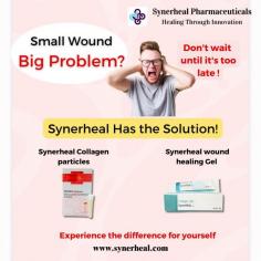 Small Wound Big Problem? | Synerheal Pharmaceuticals

Description:A small wound might seem harmless, but ignoring it can lead to serious complications. Without proper care, minor injuries can become infected.Dont worry as Synerheal advanced wound healing products speed up recovery by keeping wounds moist, promoting new tissue growth, reducing infection risk, and offering easy, bioabsorbable application for effective care.
Synerheal Collagen Gel: Helps heal wounds faster by keeping them moist, removing dead tissue, and promoting natural healing. Ideal for dry wounds and bedsores.

Synerheal Collagen Particles: Boosts healing by forming new tissue quickly. Easy to apply, absorbs naturally, and works well on irregular wounds.

Both products speed up recovery by supporting the body’s natural healing process.

Visit our website: https://www.synerheal.com

contact us: +918925941222