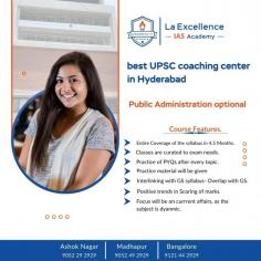 https://laex.in/upsc-coaching-in-hyderabad/       Looking for the best UPSC coaching in Hyderabad? La Excellence IAS Academy is one of the leading UPSC coaching center in Hyderabad, offering expert guidance for the Civil Services Examination. Our academy is known for its experienced faculty, comprehensive study material, and personalized mentorship. We provide a structured approach to both Prelims and Mains preparation, focusing on General Studies, Current Affairs, and Answer Writing. At La Excellence IAS Academy, we are committed to helping you achieve your goal of becoming a successful IAS officer. Join us today and get the best coaching to excel in the UPSC exam!