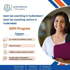 https://laex.in/best-ias-coaching-in-hyderabad/     Looking for the best IAS coaching in Hyderabad? La Excellence IAS Academy is one of the top IAS coaching centers in Hyderabad, known for its exceptional training, expert faculty, and proven results. We offer a comprehensive curriculum for both Prelims and Mains, focusing on General Studies, Current Affairs, and answer writing techniques. Our personalized mentorship and structured approach ensure that each student receives the attention and guidance they need to succeed in the UPSC Civil Services Examination. Join La Excellence IAS Academy today and take the first step toward your dream of becoming an IAS officer with the best coaching in Hyderabad.