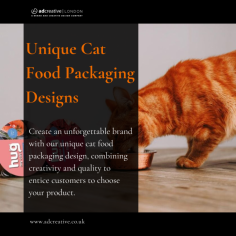 Are you looking for unique cat food packaging designs? AD Creative London offers innovative, eye-catching packaging solutions that make your brand stand out on the shelves. Our expert design team focuses on functionality, aesthetics, and creating a lasting impression with every package. Let us help you elevate your cat food brand with unique packaging that captures attention and engages customers.