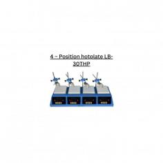 Labotronics  4 - Position hotplate is a ceramic top hotplate with a PID controlled temperature of 400 °C for uniform heat distribution. Features a heating capacity for flasks ranging from 50 ml to 1000 ml. It offers digital temperature control and it contains an outer thermocouple that measures.