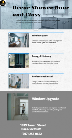 Transform your space with new window installation services from Decor Shower Door and Glass. We specialize in high-quality, energy-efficient window solutions tailored to your style and needs. Enhance aesthetics, improve functionality, and boost property value with our professional, reliable installations. Trust us for exceptional results every time.