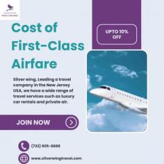 
First-class airfare combines luxury, comfort, and first-rate airfare service to provide an unmatched travel experience. Depending on the airline, destination, and time of purchasing, the price of a first-class ticket might vary considerably. Finding the greatest first-class offers for your travel requirements is Silver Wing Travel's speciality.
Silver Wing Travel offers the best air travel experience. We make first-class luxury affordable and stress-free, whether travelling for business or pleasure.
Visit on site:  https://www.silverwingtravel.com/