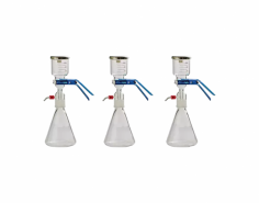 Advalab Filtration Apparatus is a durable device with a 300-milliliter glass funnel for efficient filtration of aqueous and organic solutions. Resistant to acids and alkalis, it is safe, reliable, low-maintenance, and compact, offering portability, convenience, and affordability for laboratories.
