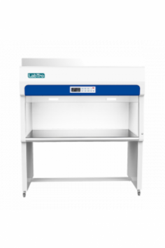 Labtro  Vertical Laminar Flow Clean Bench features durable 304 stainless steel construction and a pre-filter to intercept large particles. Achieves 99.99% filtration efficiency with filter life monitoring. LCD displays wind speed, temperature, and status. Emits 235.7 nm UV for effective decontamination and safety.