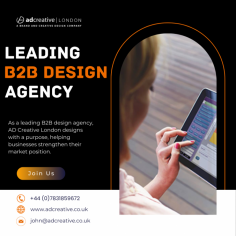 Looking for a leading B2B design agency to elevate your business? AD Creative London specializes in innovative, high-quality design solutions that help brands stand out in competitive markets. From branding and web design to impactful marketing materials, our creative team crafts customized designs tailored to your business needs. Count on us to drive growth with exceptional design.