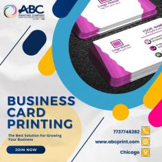 Business Cards Printing in Chicago	First impressions matter, and nothing leaves a better one than a professionally designed business card. Trust ABC Printing Company for exceptional business card printing in Chicago. Choose from various finishes, designs, and paper options to create the perfect card for your brand. Visit us today at https://abcprint.com/product/business-cards.html

	