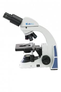 Labnics Biological Microscope offers a 30° inclined, 360° rotatable binocular head, a finite color-corrected optical system, an interpupillary distance of 50-75mm, and wide field WF10x/18mm eyepieces. Features include a quadruple nosepiece, adjustable focus, LED light, and a double-layer stage.
