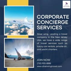 Use Silver Wing Travel's top-notch Corporate Concierge Services to streamline your work life and increase productivity. Our bespoke solutions, which are intended for executives, business owners, and organisations, guarantee that every aspect is managed precisely so you can concentrate on your objectives while we handle the rest.
Silver Wing Travel offers all-inclusive solutions to simplify your work and lifestyle since we recognise the needs of contemporary professionals. Allow us to reinvent luxury and convenience for you and your group.
 Visit on site: https://www.silverwingtravel.com/corporate