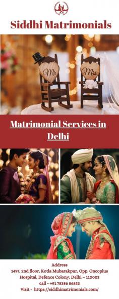 Siddhi Matrimonials offers trusted and personalized Matrimonial Services in Delhi, connecting families to suitable life partners with care and professionalism. To know more, please visit website - https://siddhimatrimonials.com/
