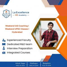 https://laex.in/weekend-batch/       Looking for weekend IAS coaching in Hyderabad? La Excellence IAS Academy offers specialized weekend UPSC classes designed for working professionals, college students, and anyone who needs flexible learning options. Our weekend batches provide the same high-quality coaching as our regular programs, focusing on key aspects of the UPSC syllabus like General Studies, Current Affairs, and Prelims-Mains integration. With expert faculty, comprehensive study materials, and personalized guidance, we ensure that you can balance your other commitments while preparing effectively for the UPSC Civil Services Examination. Join La Excellence IAS Academy's weekend coaching and get the right mentorship to excel in your IAS journey. Let us help you achieve your UPSC goals with a flexible and structured approach!