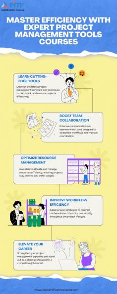 Achieve project success with Master Efficiency with Expert Project Management Tools Courses. Learn to leverage cutting-edge tools and software to streamline planning, tracking, and execution. These courses provide hands-on training to improve team collaboration, optimize workflows, and ensure timely project delivery. Whether you're a beginner or an experienced professional, mastering these tools will elevate your project management skills and boost efficiency. Take control of your projects and achieve outstanding results today!

For more details visit : https://www.pmpcertificationcourse.com/courses/project-management-tools-courses

